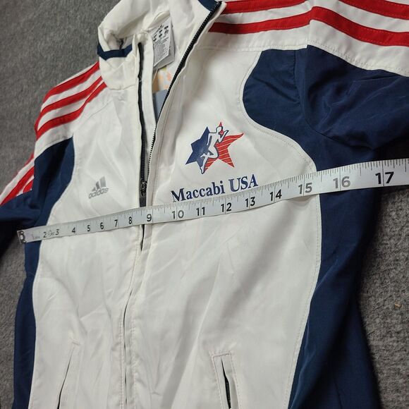 Adidas Jacket Womens XS White Blue Maccabi USA Full Zip 19th Maccabiah Polyester - Picture 3 of 8